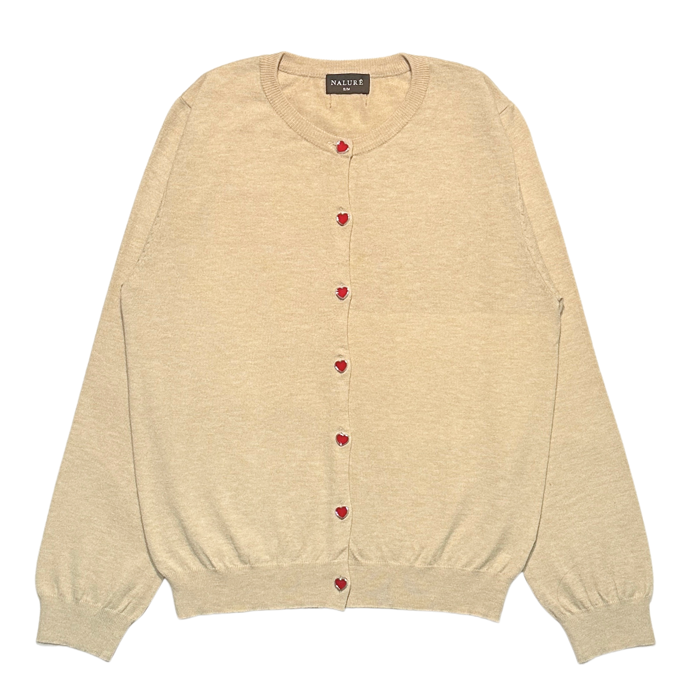 Nalure Marlyns Cardigan | Cardigan Hearts Button | Cardigan Long Sleeve Crewneck